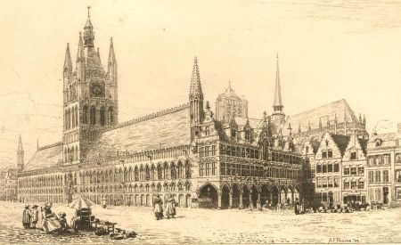 Late 19th Century Etching - Cloth Hall At Ypres