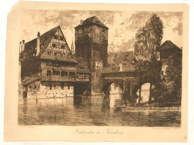 Mid 20th Century Etching - Henkersteg In Nurnberg