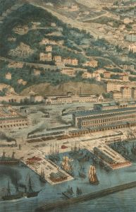Late 19th Century Lithograph - Italian Harbour Town