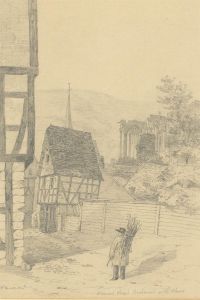 19th Century Graphite Drawing - St Werner's Church, Bacharach