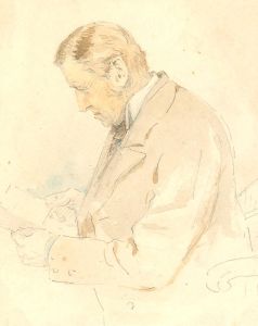 19th Century Watercolour - Reading Man