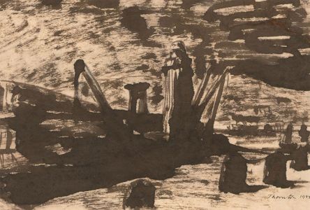 Alfred Henry Robinson Thornton NEAC (1863-1939) - 1927 India Ink, Harbour Scene