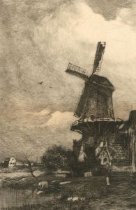 Signed Early 20th Century Etching - The Windmill