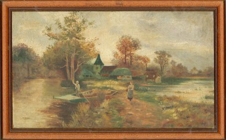 Ivy Richards - Signed & Framed 19th Century Oil, Cambridgeshire River
