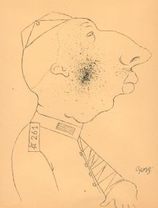 After George Grosz (1893-1959) - Pen and Ink Drawing, The Soldier