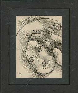 F. L - Signed & Framed 1939 Pen and Ink Drawing, Portrait of a Woman