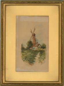 R.K.W - Late 19th Century Watercolour, Old Windmill, Reigate