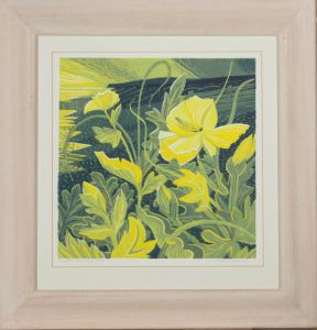 Signed & Framed 20th Century Linoprint - The Horned Poppy