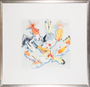 Clive Fredriksson - Signed & Framed Contemporary Acrylic, Study of Carp