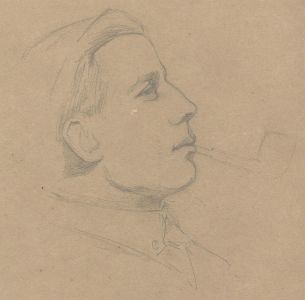 John Murray Thompson (1885-1974) - Man Smoking a Pipe