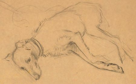 John Murray Thompson (1885-1974) - 20th Century Graphite Drawing, Whippets