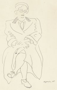1955 Pen and Ink Drawing - Seated Female Figure