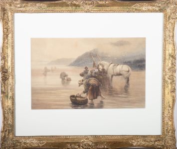 Arthur Netherwood (1864-1930) - Watercolour, Cockle Picking