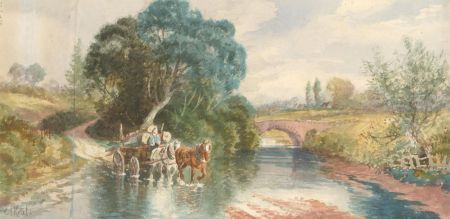 Late 19th Century Watercolour - Landscape with Horse & Cart