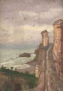 Alfred Henry Robinson Thornton NEAC (1863-1939) - 1890 Oil, Coastal Town