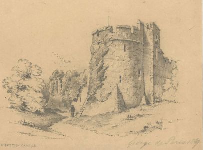 George de Paris - 1869 Graphite Drawing, Chepstow Castle