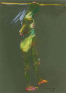 Richard J.S. Young - 2008 Pastel, Standing Nude in Green