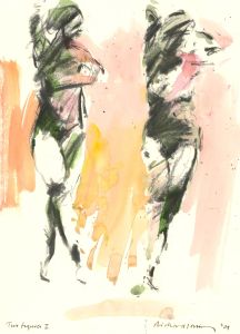 Richard J.S. Young - 2009 Charcoal Drawing, Two Figures I