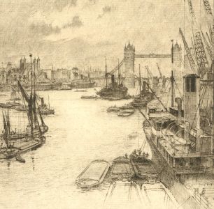 Early 20th Century Etching - Thames, London VI