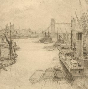 Early 20th Century Etching - Thames, London IX