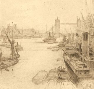 Early 20th Century Etching - Thames, London X