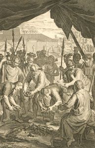Dutch Bible Scenes - 1720 Engraving, Spoils of the Midianites