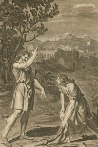 Dutch Bible Scenes - 1720 Engraving, Ahijah's Prophesie to Jeroboam