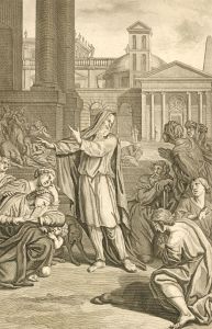 Dutch Bible Scenes - 1720 Engraving, Jonah Entereth into Niniveh
