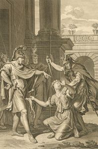 Dutch Bible Scenes - 1720 Engraving, The Amalakite Slain