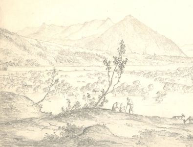 Mary Anne Baignis - c.1825 Graphite Drawing, The Mountains in Summer