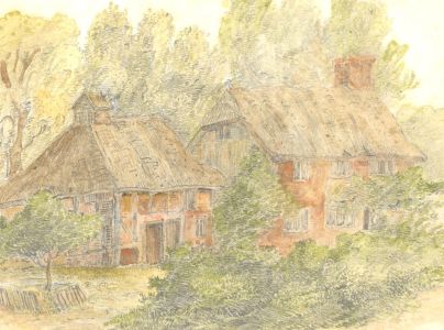 Mary Anne Baignis - c.1825 Graphite Drawing, Rural Cottages