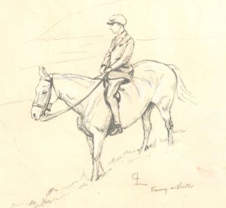 Moss Brothers Illustrations - Mid 20th Century Graphite Drawing, Fanny on Victor