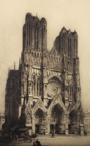 Andrew Fairbairn Affleck (1869-1935) - Etching, Notre-Dame de Reims