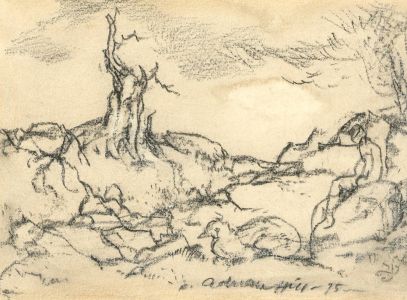 Adrian Hill PROI RBA (1895-1977) - 1975 Charcoal Drawing, A Dead Tree