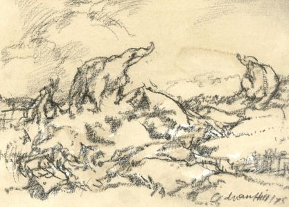 Adrian Hill PROI RBA (1895-1977) - 1975 Charcoal Drawing, These Took Over