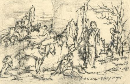Adrian Hill PROI RBA (1895-1977) - 1975 Charcoal Drawing, Found at Last