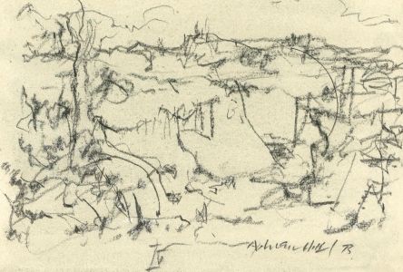 Adrian Hill PROI RBA (1895-1977) - 1975 Charcoal Drawing, Side Scape