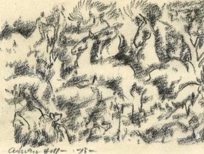 Adrian Hill PROI RBA (1895-1977) - 1975 Charcoal Drawing, Spring in the Air!