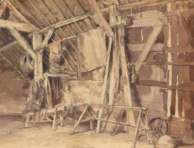 Ronald Olley (b.1923) - Signed Mid 20th Century Watercolour, Inside the Barn