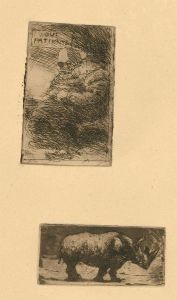 Ronald Olley (b.1923) - Mid 20th Century Etching, The Woman and the Rhino