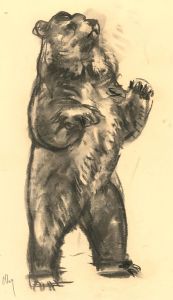 Ronald Olley (b.1923) - Signed Mid 20th Century Charcoal Drawing, The Standing Bear