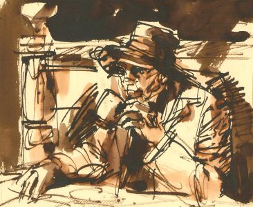 Ronald Olley (b.1923) - Mid 20th Century Pen and Ink Drawing, Contemplative