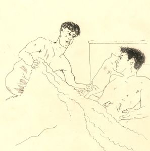 Contemporary Pen and Ink Drawing - Two Lovers