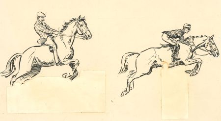 Moss Brothers Illustrations - 20th Century Drawing, Studies of Horse Riding