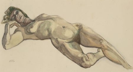 Mid 20th Century Watercolour - Reclining Nude