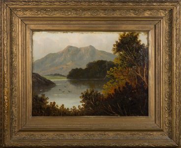 Late 19th Century Oil - Lake and Mountain View