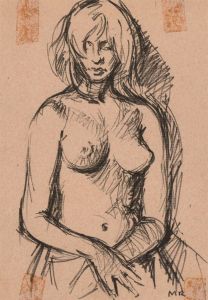 Malcolm Rogers - Mid 20th Century Pen and Ink Drawing, Female Nude