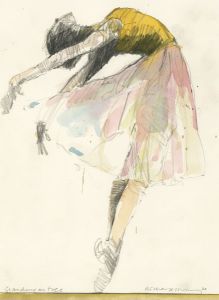 Richard J.S. Young - 2020 Watercolour, Ballerina Standing on Toes