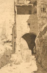 Mid 20th Century Etching - Middle Eastern Street Scene