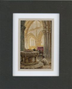 Framed Late 19th Century Watercolour - Church Interior